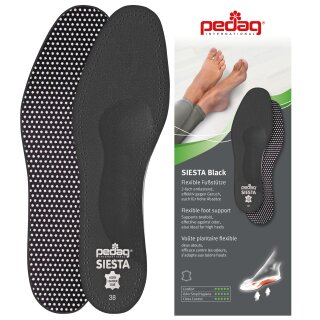 pedag Siesta black mit stützenden Fußbett, Flexible Schuheinlagen 37 EU