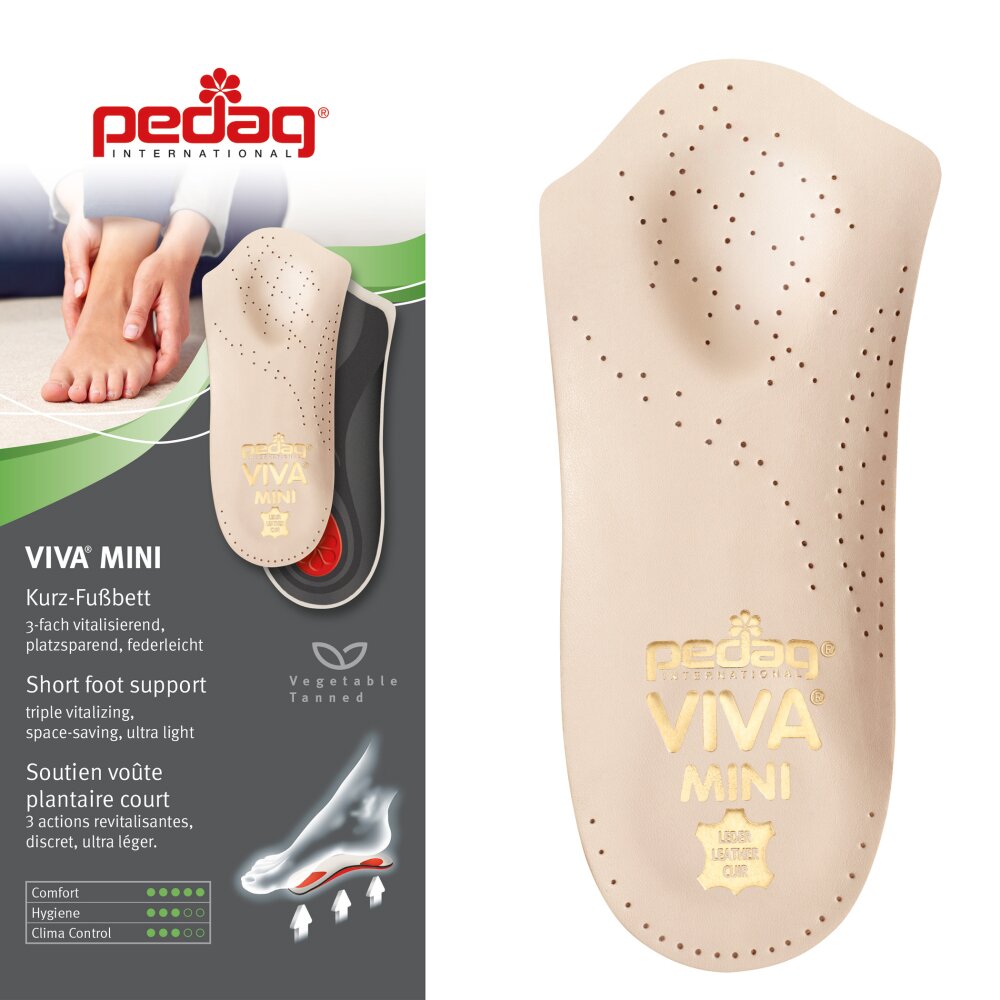 VIVA Mini Pedag Wellness Fußbett Einlage Leder Einlegesohle Aktivkohle Pelotte 