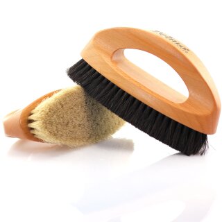TelMo® handveredelte Rosshaar-Glanzbürste deluxe helles oder dunkles Rosshaar