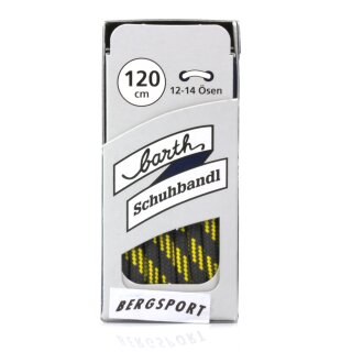 Barth Schn&uuml;rsenkel Bergsport rund &Oslash; ca. 4,5 mm, L&auml;nge 120cm, Grau, Gelb gestreift