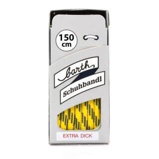 Barth Schnürsenkel Bergsport rund Ø ca. 4,5 mm, Länge 150cm, Gelb, Anthrazit gestreift