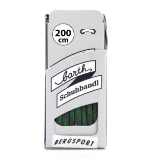 Barth Schnürsenkel Bergsport rund Ø ca. 4,5 mm, Länge 200cm, Grau, Grün gestreift